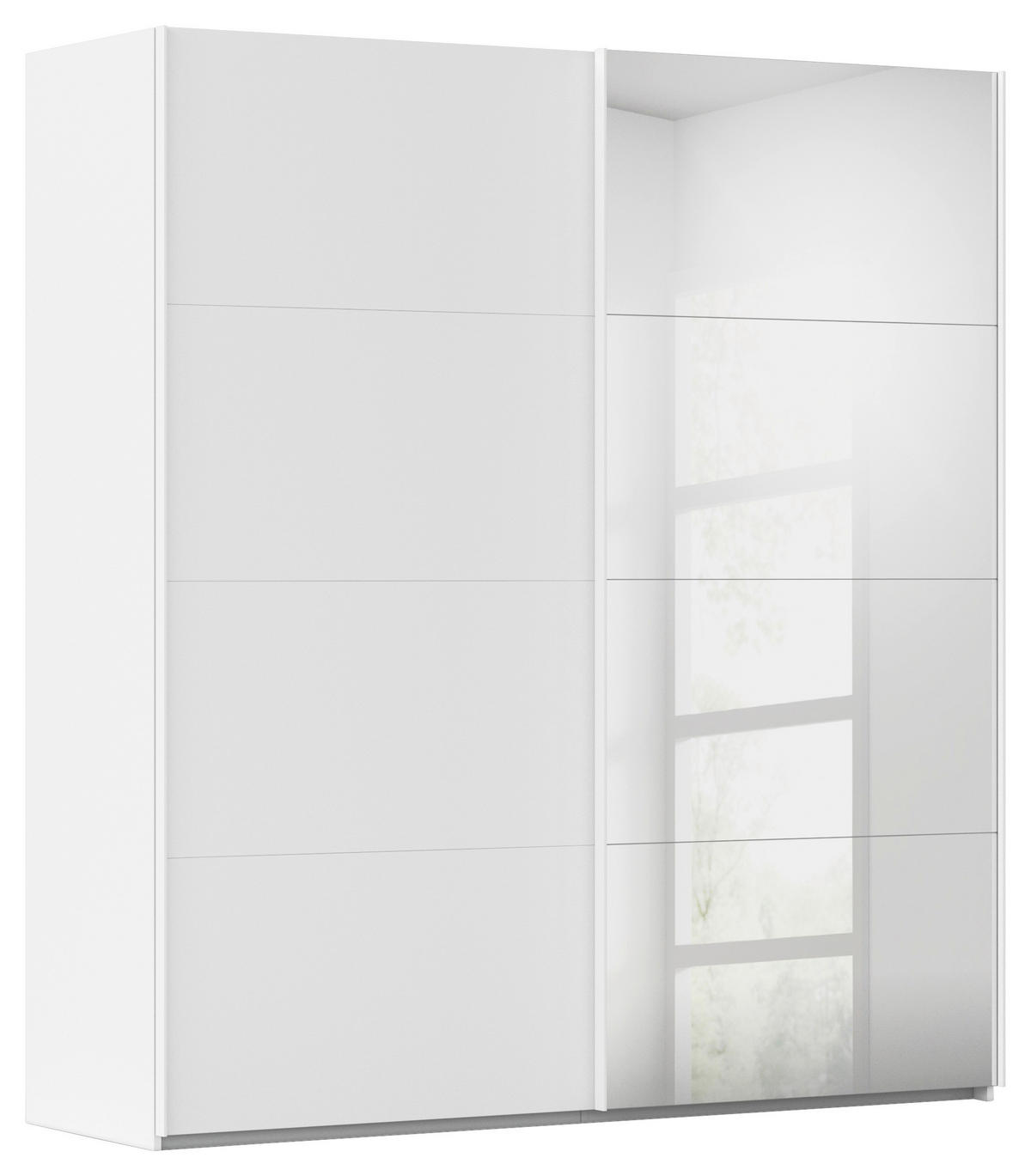 SCHWEBETÜRENSCHRANK 201/223/68 cm 2-türig Weiß  - Weiß, Design, Glas/Holzwerkstoff (201/223/68cm) - Novel