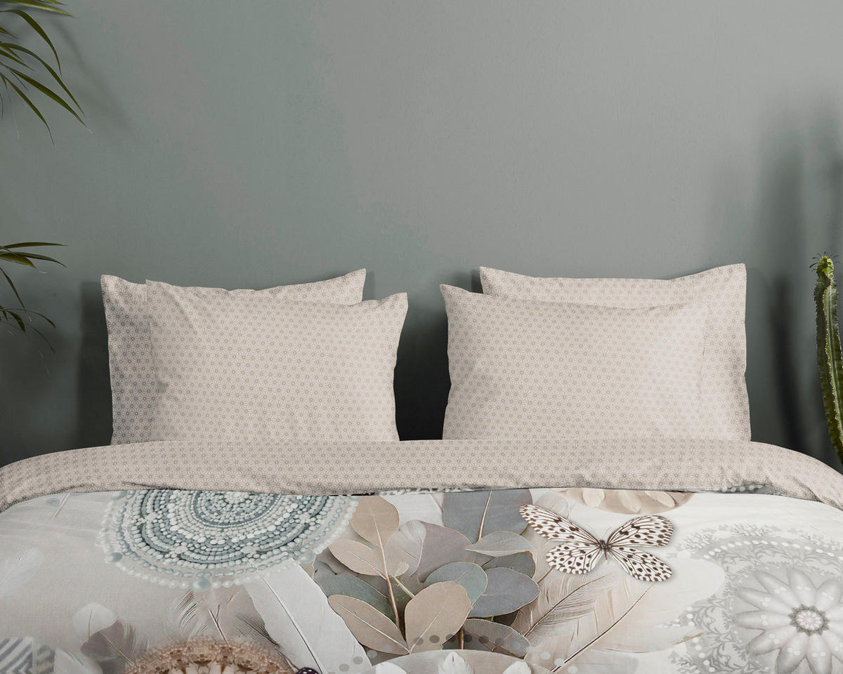WENDEBETTWÄSCHE 2-teilig HIP Satin 140/200 cm  - Greige/Perlmutt, Basics, Textil (140/200cm)