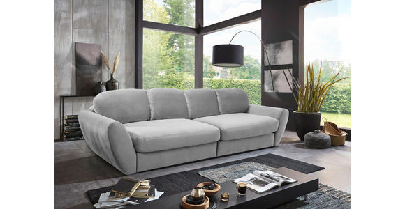 BIGSOFA Flachgewebe Hellgrau  - Hellgrau/Schwarz, MODERN, Kunststoff/Textil (290/96/113cm) - Cantus