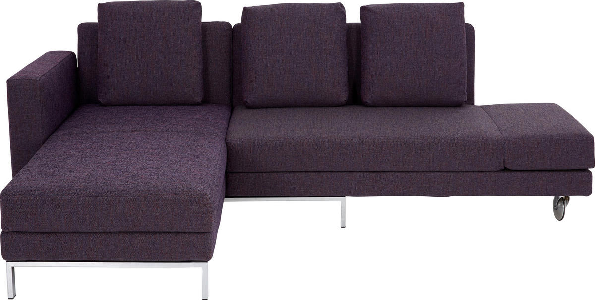 ECKSOFA in Webstoff Dunkelgrau  210/257 cm  - Chromfarben/Dunkelgrau, Design, Textil/Metall (210/257cm) - Brühl