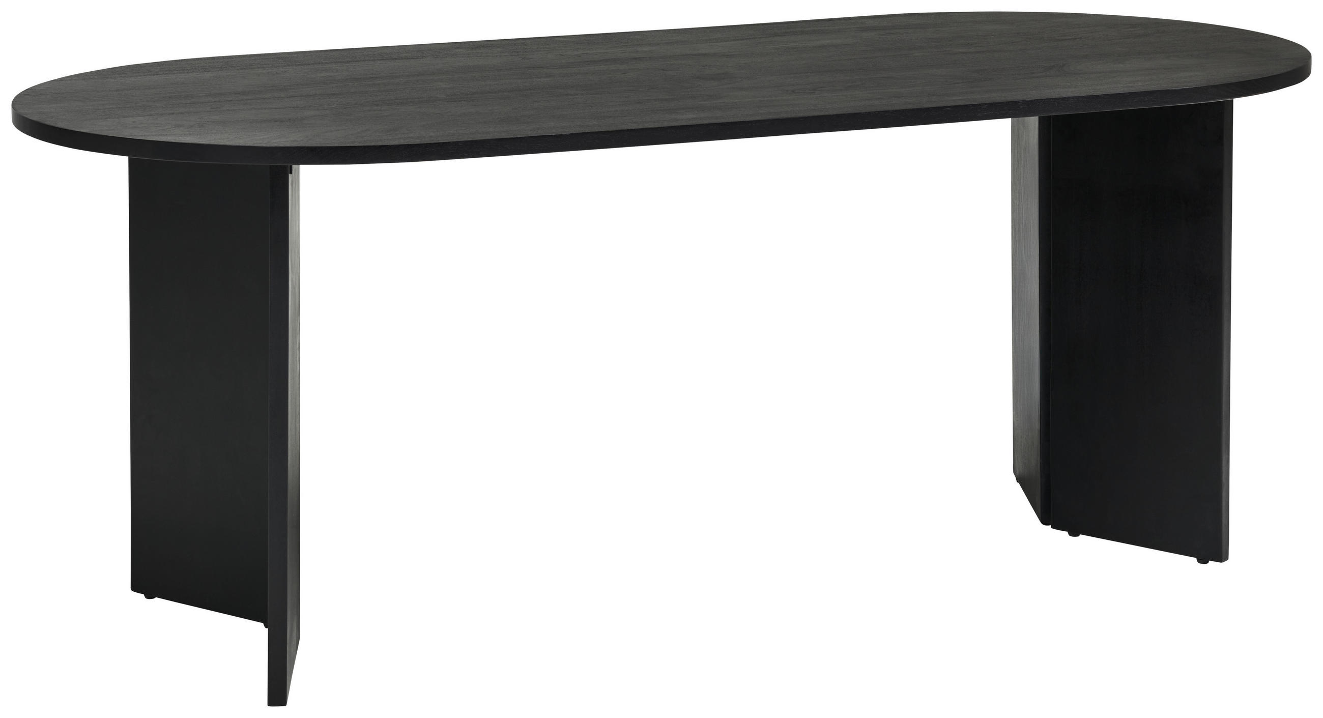 ESSTISCH Akazie vollmassiv oval Schwarz  - Schwarz, MODERN, Holz (200/76/90cm) - MID.YOU