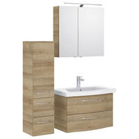 BADEZIMMER 4-teilig  in 112 cm  - Chromfarben/Eichefarben, KONVENTIONELL, Glas/Keramik (112cm) - Pelipal