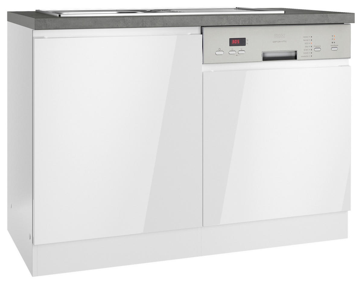 SPÜLENUNTERSCHRANK 120/86/60 cm  in Grau, Weiß, Weiß Hochglanz  - Weiß Hochglanz/Weiß, LIFESTYLE, Holzwerkstoff (120/86/60cm) - Held