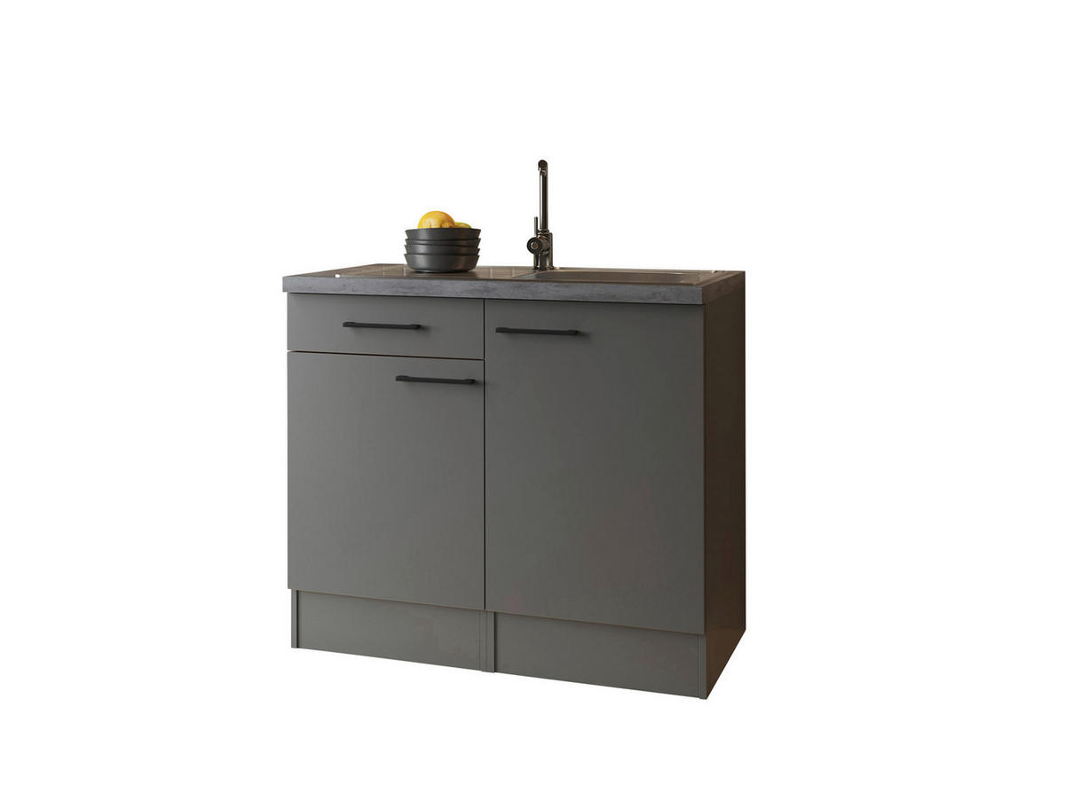 Minibucătărie  - negru/gri, Trend, metal/material pe bază de lemn (100cm) - Respekta