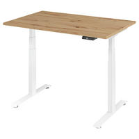 SCHREIBTISCH 120/80/64,5-129,5 cm Weiß, Eichefarben elektrisch höhenverstellbar  - Eichefarben/Weiß, KONVENTIONELL, Holzwerkstoff/Metall (120/80/64,5-129,5cm) - Venda