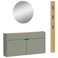 GARDEROBE 3-teilig  in 140/200/22 cm  - Eichefarben/Grün, Design, Glas/Holzwerkstoff (140/200/22cm)