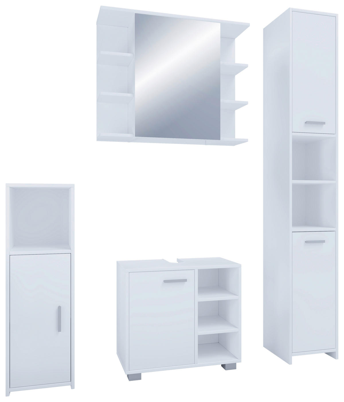 BADEZIMMER 4-teilig  in 140 cm  - Weiß, MODERN, Holzwerkstoff (140cm) - MID.YOU