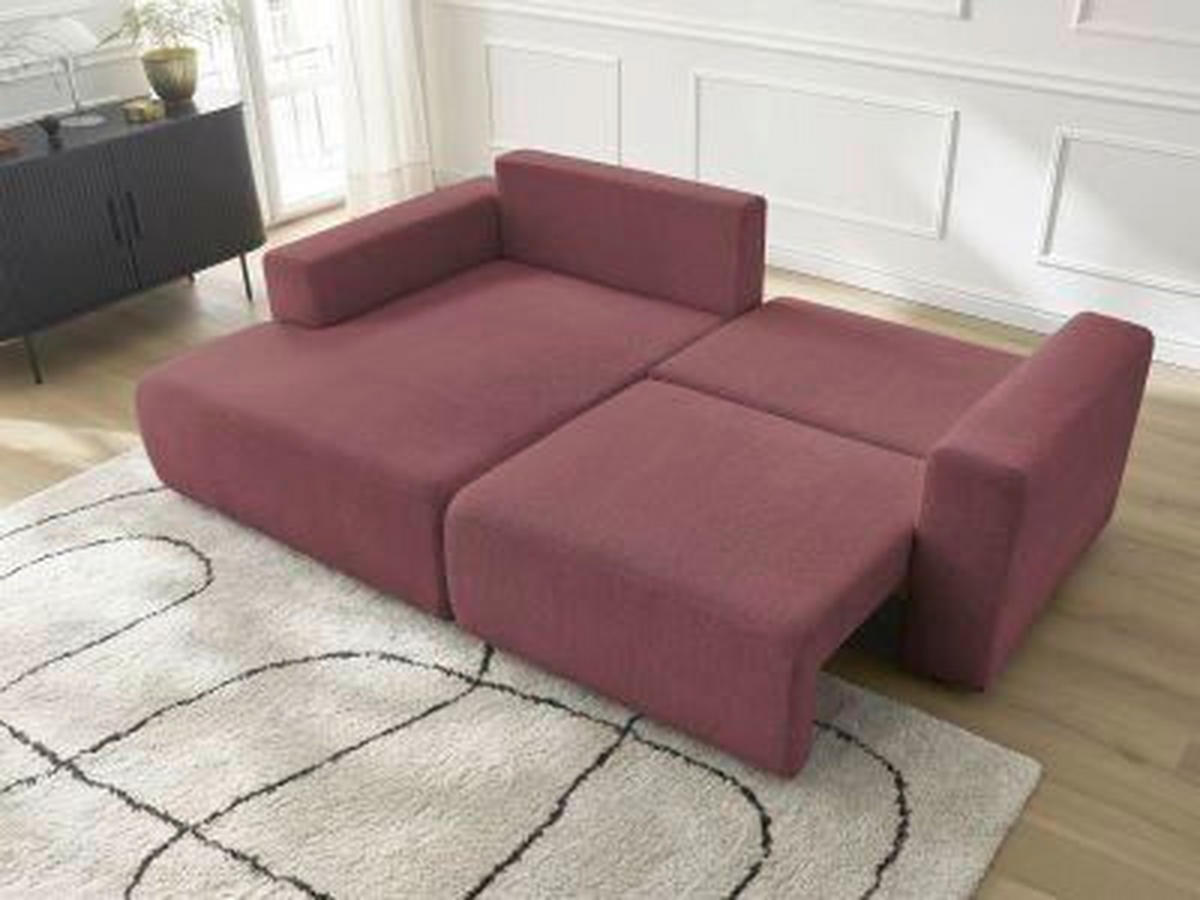 ECKSOFA Ottomane links  ATILLA Rot Flachgewebe  - Rot/Schwarz, MODERN, Kunststoff/Textil (149/244cm)