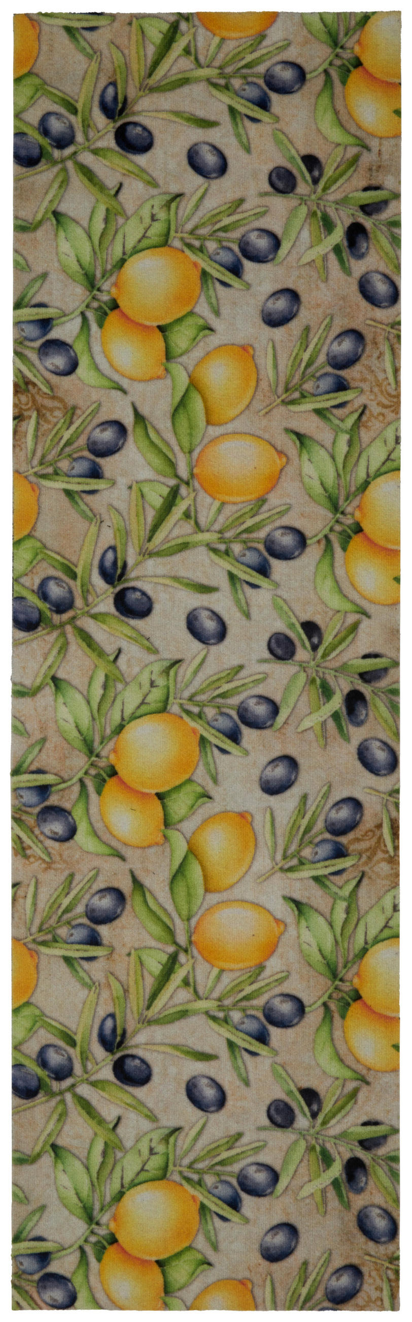 KÜCHENLÄUFER 45/150 cm Velvet Gelb, Salbeigrün, Graublau  - Graublau/Salbeigrün, ROMANTIK / LANDHAUS, Kunststoff/Textil (45/150cm) - Esposa