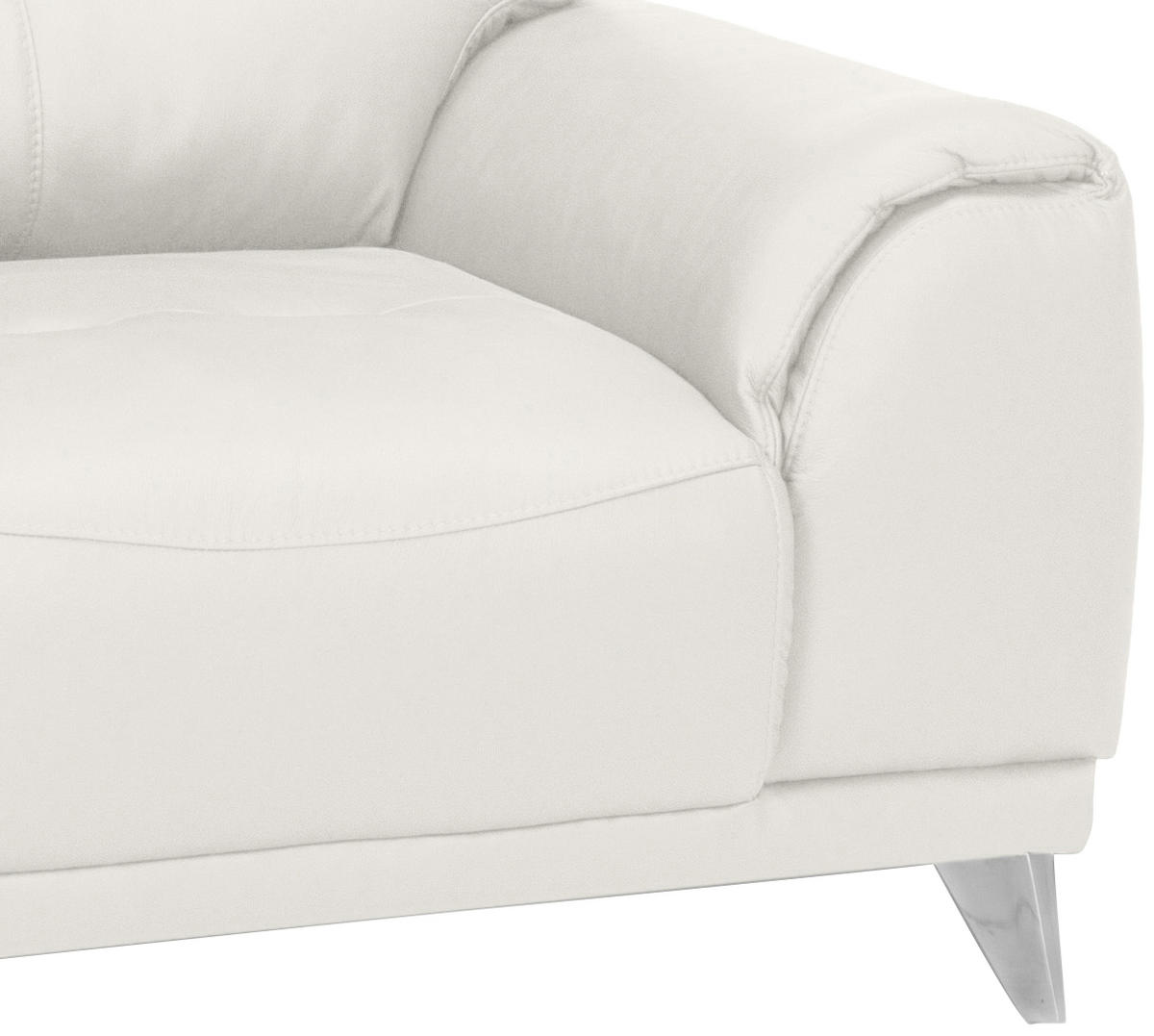 FERNSEHSESSEL in Lederlook Weiss  - Chromfarben/Weiss, Modern, Textil/Metall (112/92/96cm) - MID.YOU