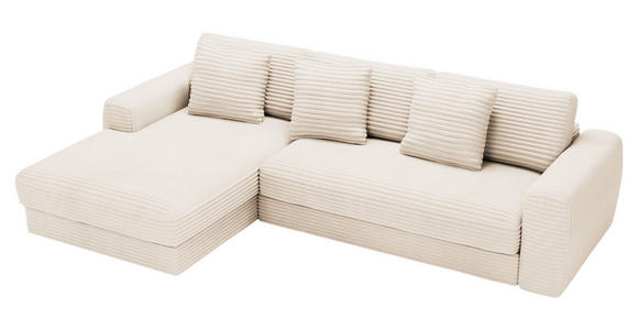 ECKSOFA Naturfarben Cord - Schwarz/Naturfarben, MODERN, Kunststoff/Textil (182/302cm) - Carryhome