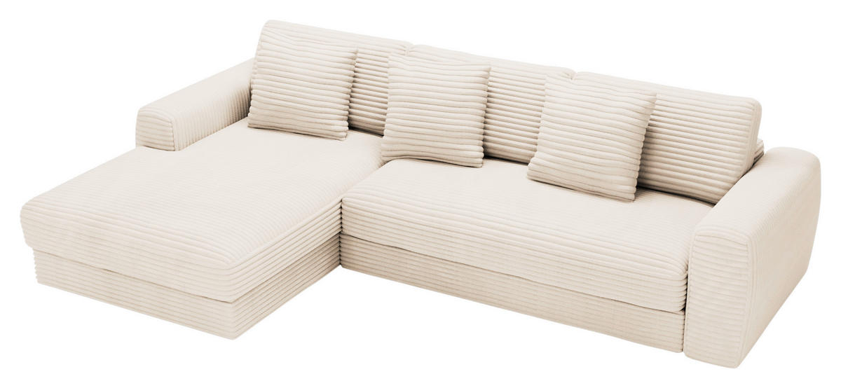 ECKSOFA Naturfarben Cord  - Schwarz/Naturfarben, MODERN, Kunststoff/Textil (182/302cm) - Carryhome