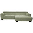 ECKSOFA  in Webstoff Olivgrün  279/182 cm  - Schwarz/Olivgrün, KONVENTIONELL, Textil/Metall (279/182cm) - Hom`in