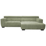 ECKSOFA  in Webstoff Olivgrün  279/182 cm  - Schwarz/Olivgrün, KONVENTIONELL, Textil/Metall (279/182cm) - Hom`in