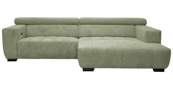 ECKSOFA  in Webstoff Olivgrün  279/182 cm  - Schwarz/Olivgrün, KONVENTIONELL, Textil/Metall (279/182cm) - Hom`in