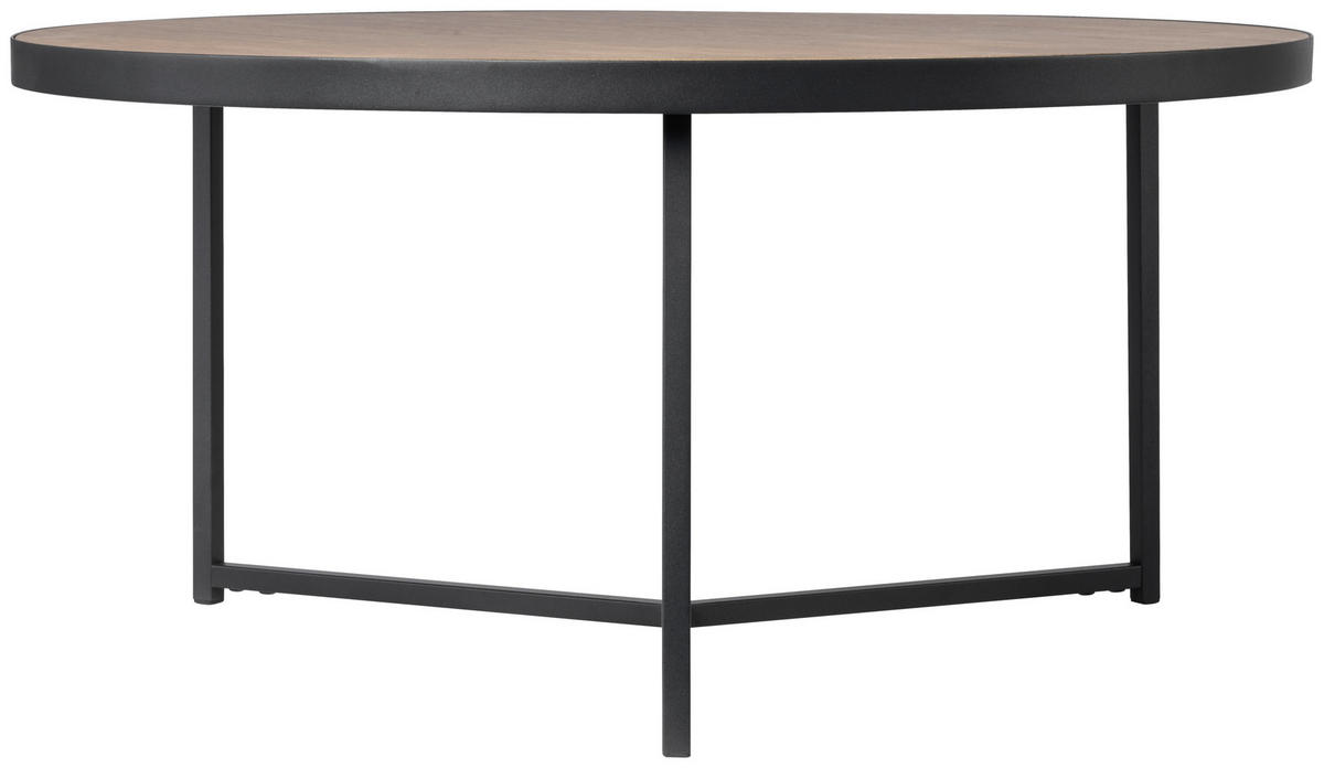 COUCHTISCH Walnuss furniert rund Schwarz, Walnussfarben  - Walnussfarben/Schwarz, Design, Holz/Holzwerkstoff (80/40/80cm) - MID.YOU