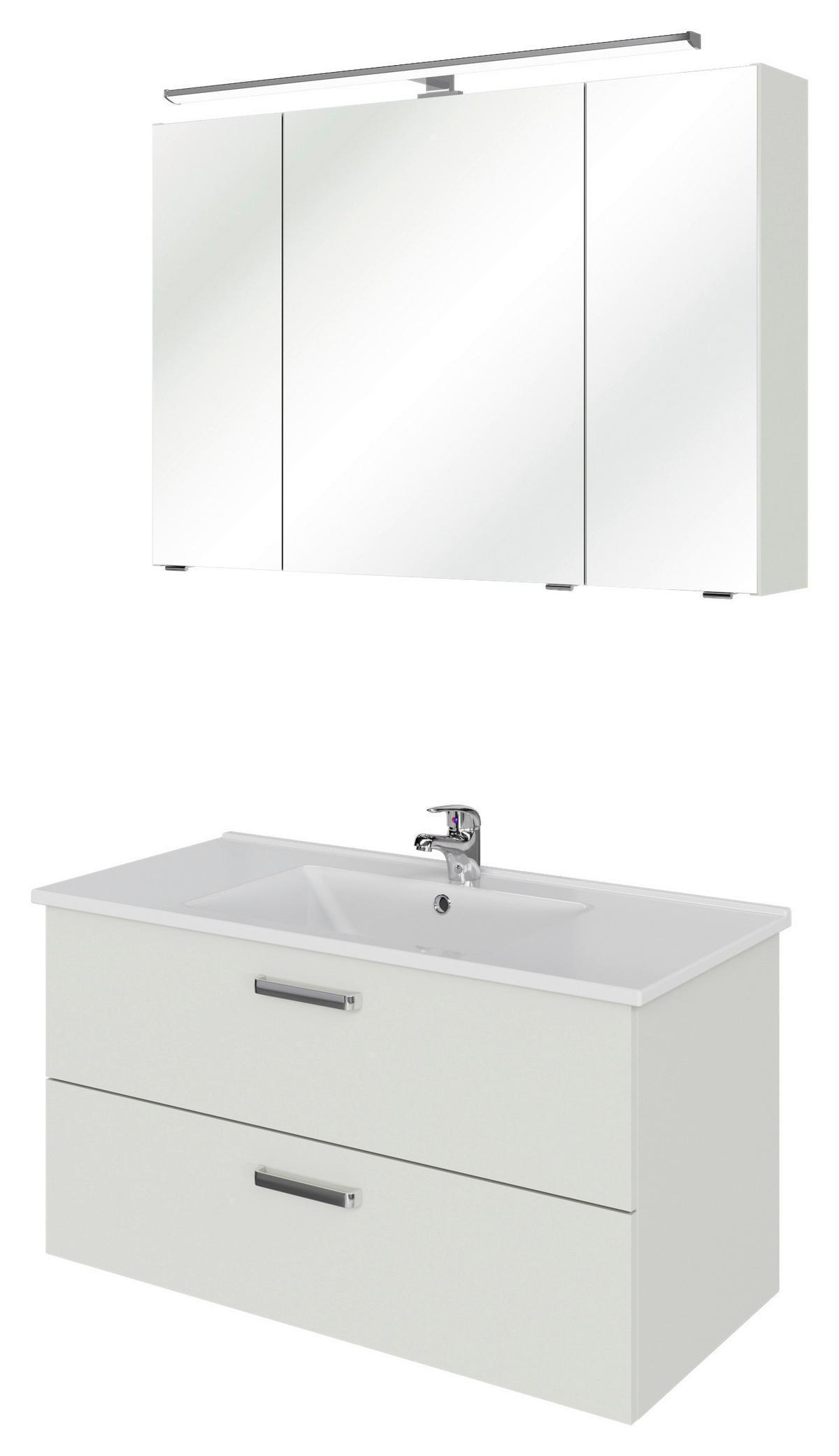 FÜRDŐSZOBABÚTOR - krómszínű/fehér, Design, faalapú anyag/üveg (100cm) - Xora
