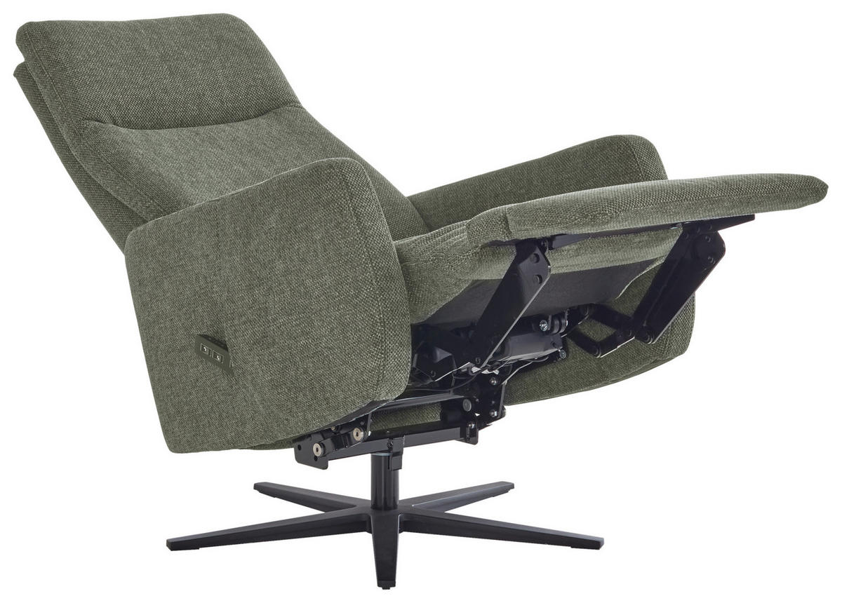 RELAXSESSEL Textil Olivgrün  - Schwarz/Olivgrün, Konventionell, Textil/Metall (73/91-169/117cm) - Pure Home Comfort