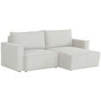 ECKSOFA Hellgrau Feincord  - Hellgrau/Schwarz, KONVENTIONELL, Kunststoff/Textil (242/151cm) - Carryhome