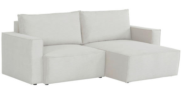 ECKSOFA Hellgrau Feincord - Hellgrau/Schwarz, KONVENTIONELL, Kunststoff/Textil (242/151cm) - Carryhome