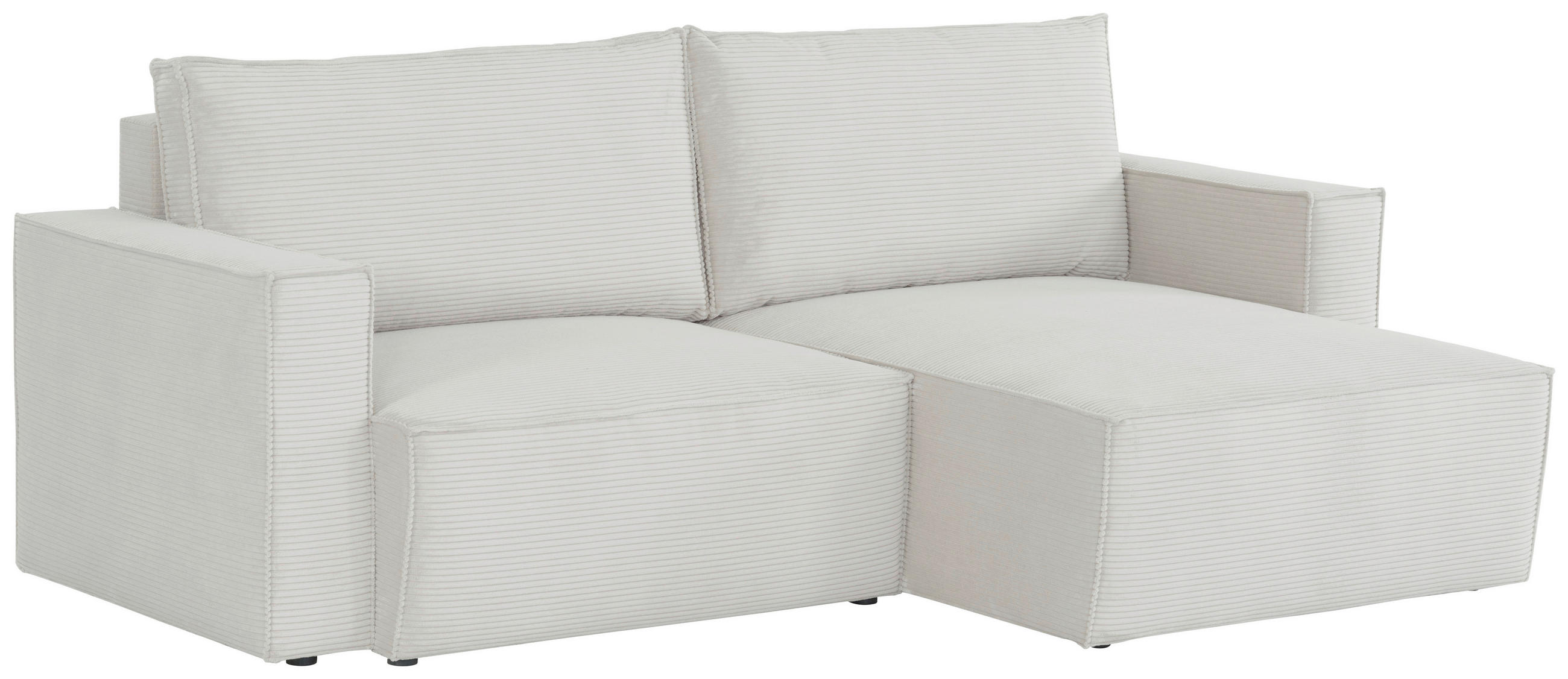 ECKSOFA in Feincord Hellgrau  - Hellgrau/Schwarz, Konventionell, Kunststoff/Textil (242/151cm) - Carryhome