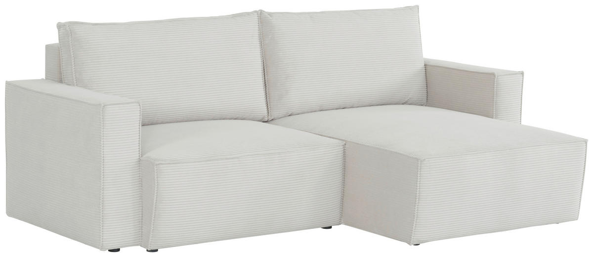 ECKSOFA in Feincord Hellgrau  - Hellgrau/Schwarz, KONVENTIONELL, Kunststoff/Textil (242/151cm) - Carryhome