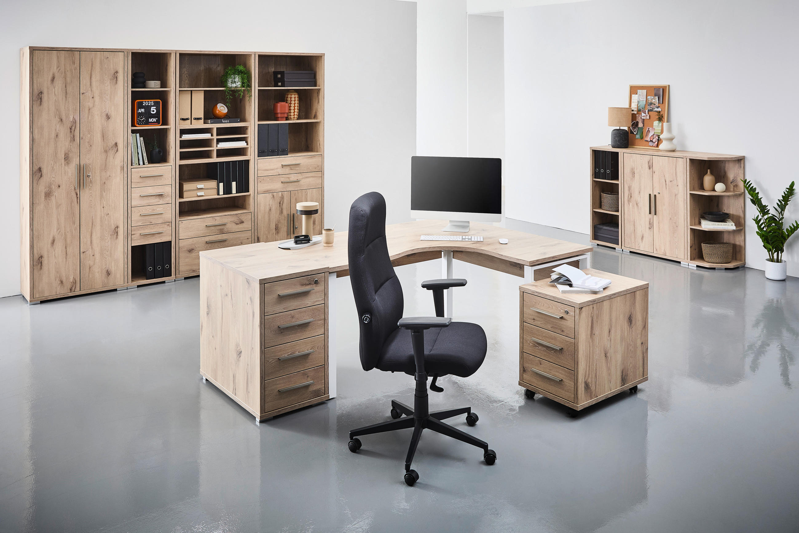 ANSTELLCONTAINER Eichefarben - Eichefarben/Silberfarben, KONVENTIONELL, Holzwerkstoff/Kunststoff (43,8/75,5/80cm) - Voleo