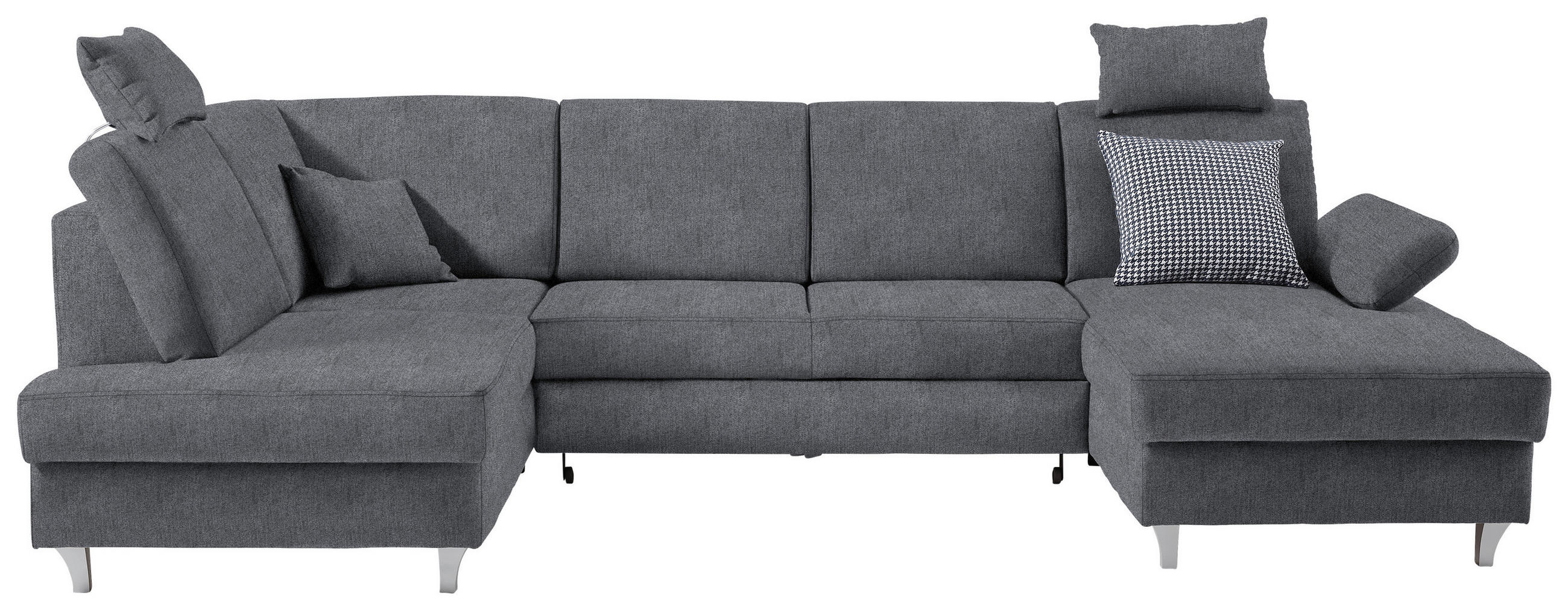 WOHNLANDSCHAFT  in Struktur Anthrazit  - Anthrazit/Silberfarben, KONVENTIONELL, Holz/Textil (186/322/167cm) - Cantus