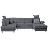 WOHNLANDSCHAFT Struktur Anthrazit  - Anthrazit/Silberfarben, Konventionell, Holz/Textil (186/322/167cm) - Cantus