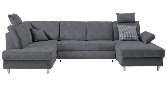 WOHNLANDSCHAFT  in Struktur Anthrazit  - Anthrazit/Silberfarben, KONVENTIONELL, Holz/Textil (186/322/167cm) - Cantus