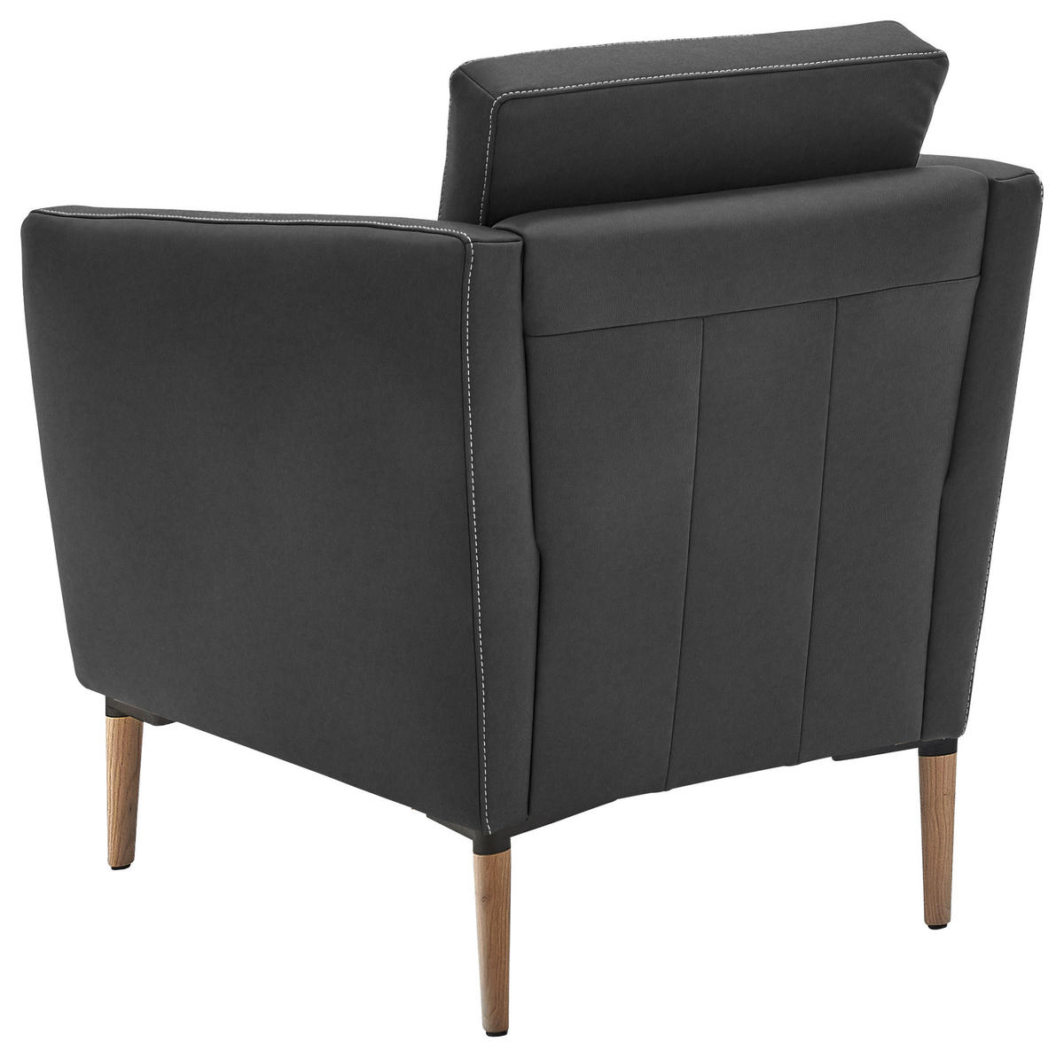 SESSEL in Echtleder Anthrazit  - Eichefarben/Anthrazit, Natur, Leder/Holz (75/84/76cm) - Valnatura