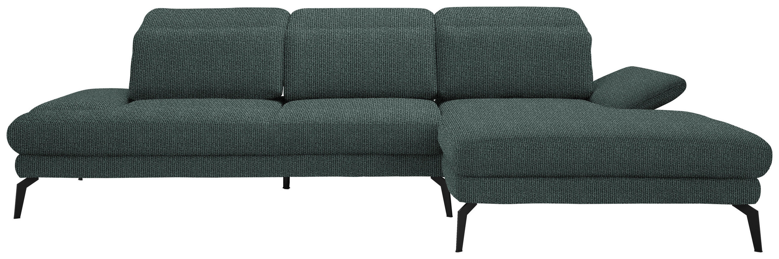 ECKSOFA in Webstoff Grau, Grün  - Schwarz/Grau, Design, Textil/Metall (289/180cm) - Stylife