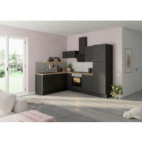 ECKKÜCHE 200/270 cm  in Anthrazit  - Edelstahlfarben/Eichefarben, Basics, Holzwerkstoff/Metall (200/270cm) - Optifit