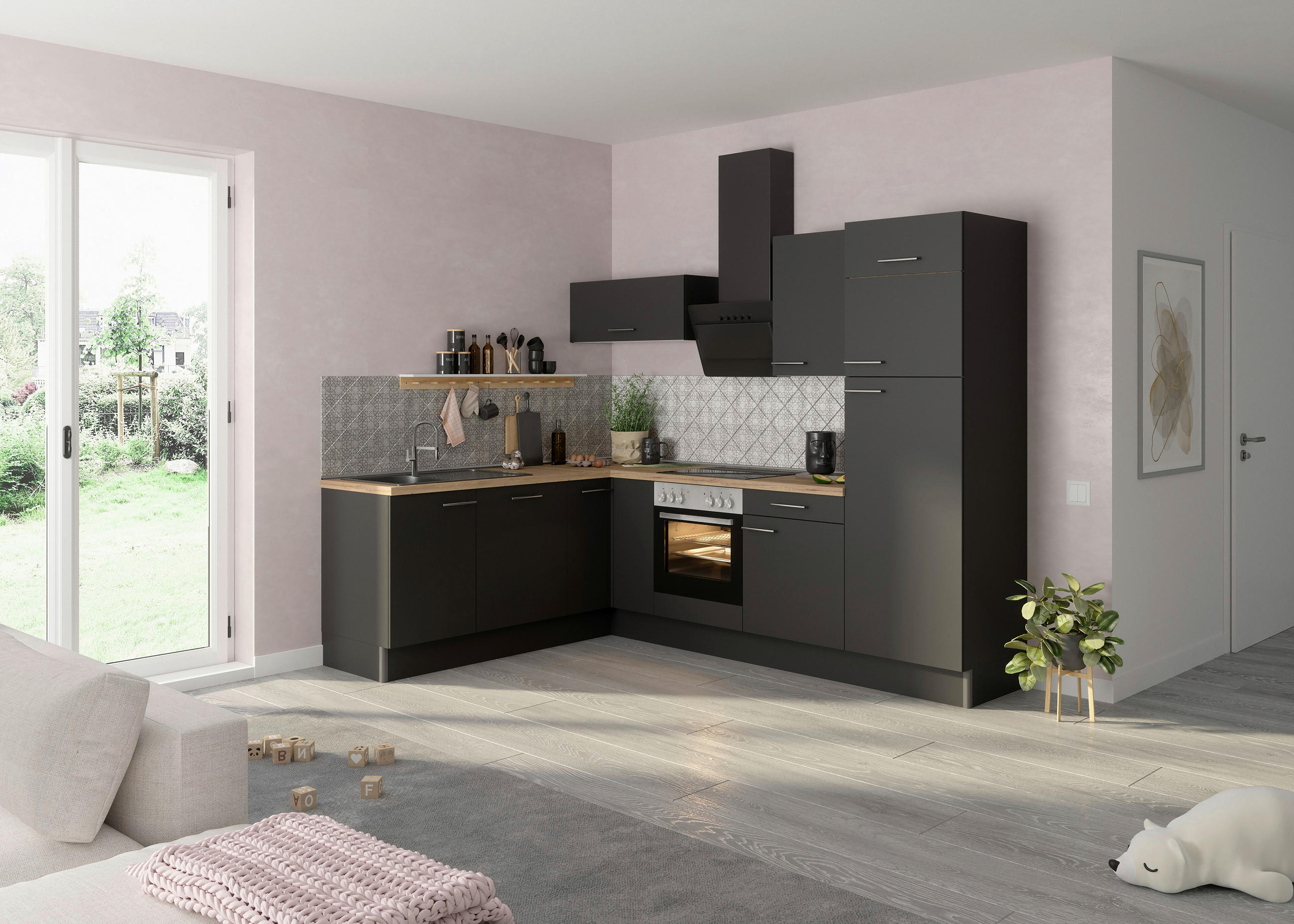 Optifit Eckküche Anthrazit 270x200 cm