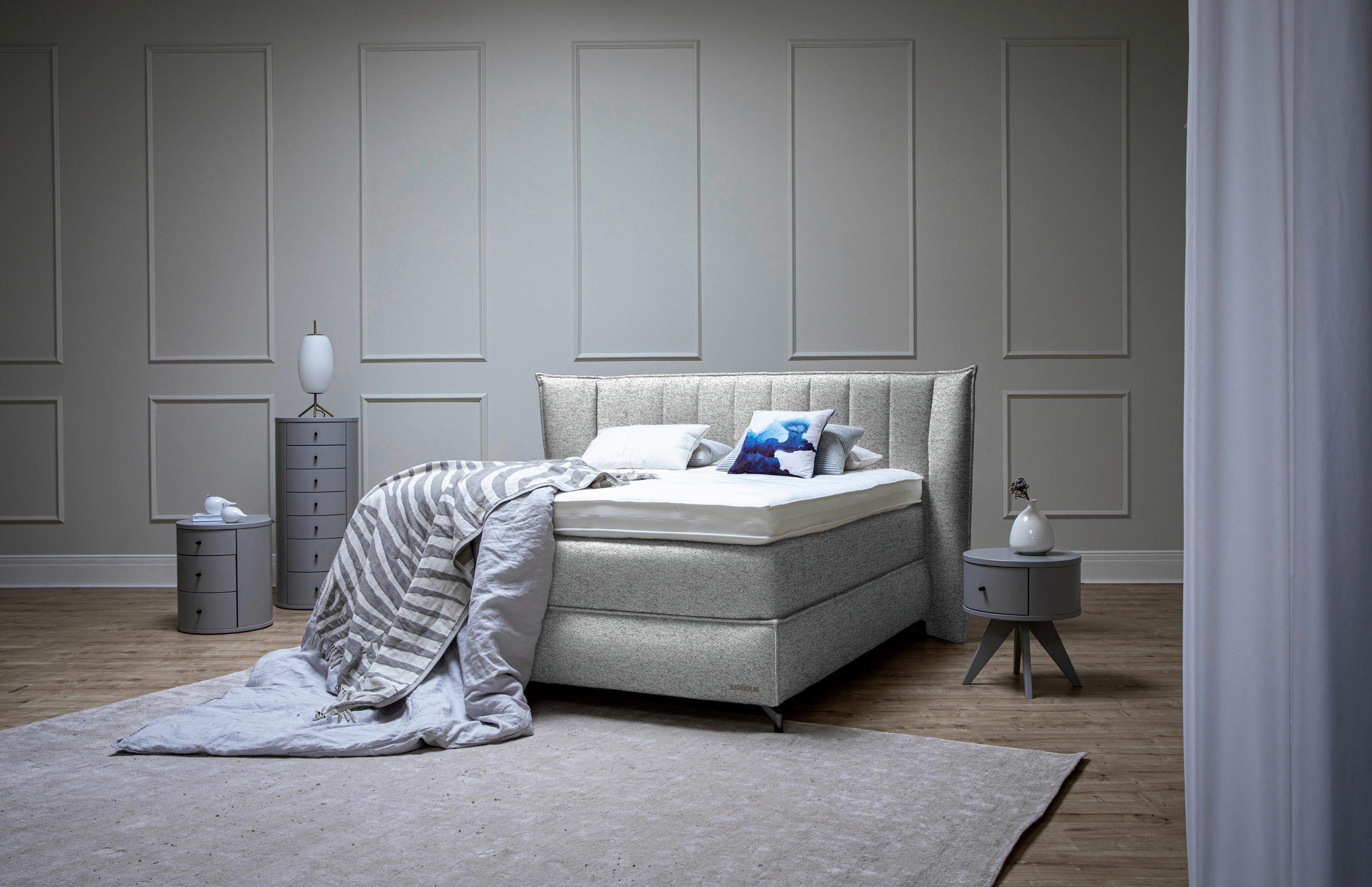 BOXSPRINGBETT 180/200 cm  in Champagner  - Champagner/Schwarz, KONVENTIONELL, Holz/Textil (180/200cm) - Sjöholm