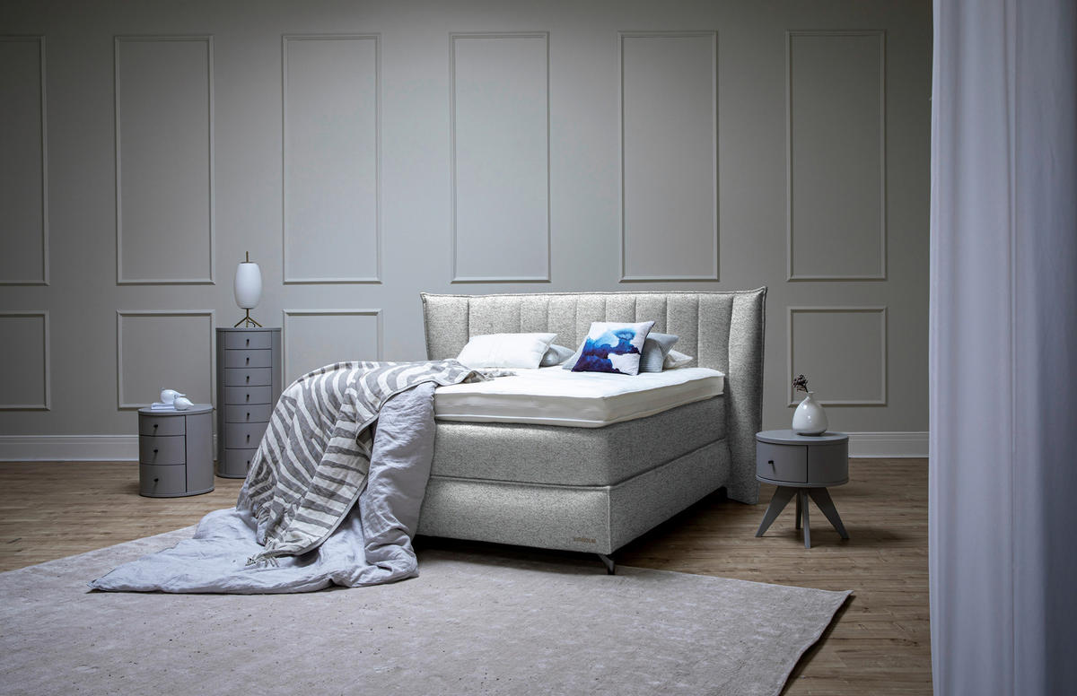BOXSPRINGBETT 160/200 cm  in Champagner  - Champagner/Schwarz, Konventionell, Holz/Textil (160/200cm) - Sjöholm