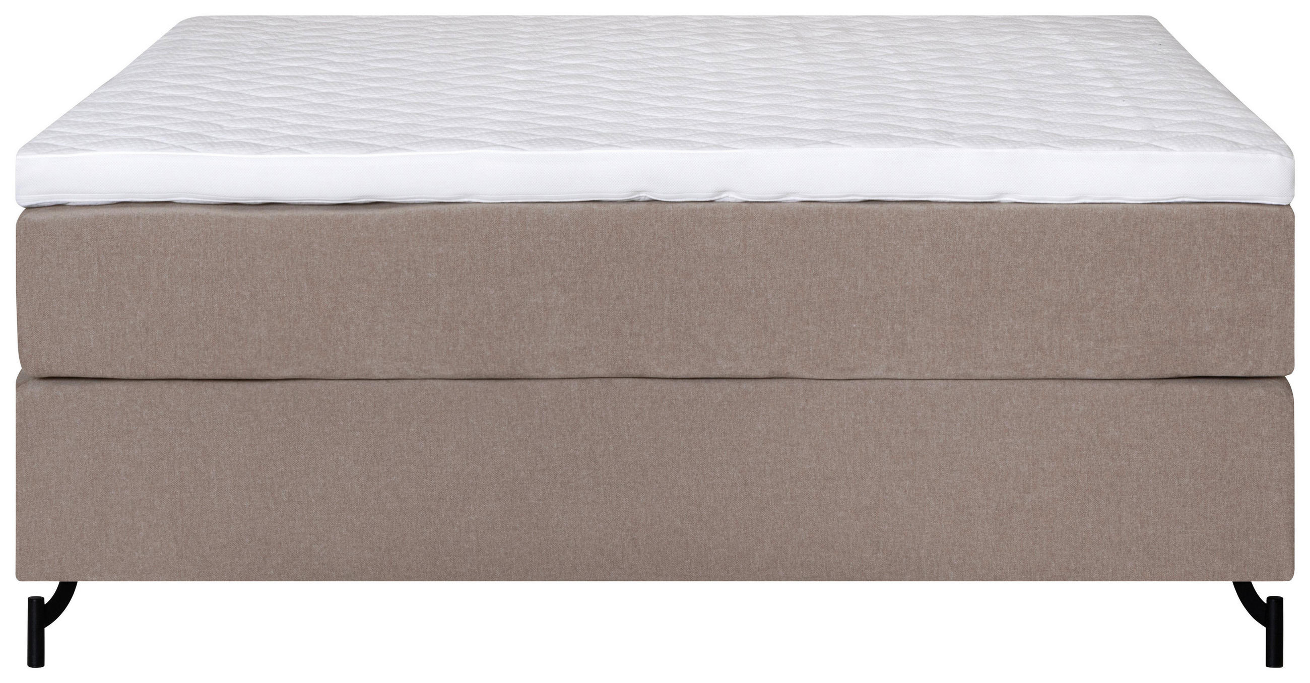 KONTINENTALSÄNG 180/200 cm  i beige  - beige/svart, Klassisk, metall/trä (180/200cm) - Ambiente