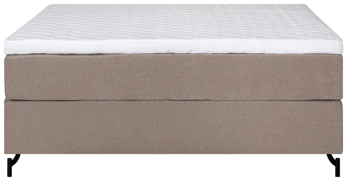 KONTINENTALSÄNG 180/200 cm  i beige  - beige/svart, Klassisk, metall/trä (180/200cm) - Ambiente