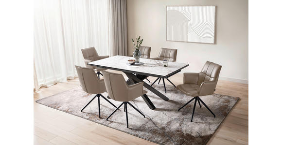 ESSTISCH in Metall, Glas, Keramik 180-280/98/76 cm  - Edelstahlfarben/Weiß, Design, Glas/Keramik (180-280/98/76cm) - Novel