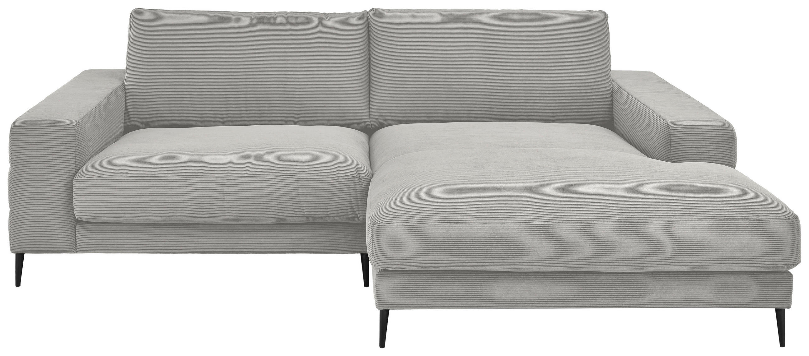 ECKSOFA Hellgrau Feincord Rücken echt  - Hellgrau/Schwarz, Design, Textil/Metall (253/177cm) - Dieter Knoll
