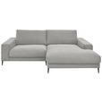 ECKSOFA Hellgrau Feincord Rücken echt  - Hellgrau/Schwarz, Design, Textil/Metall (253/177cm) - Dieter Knoll