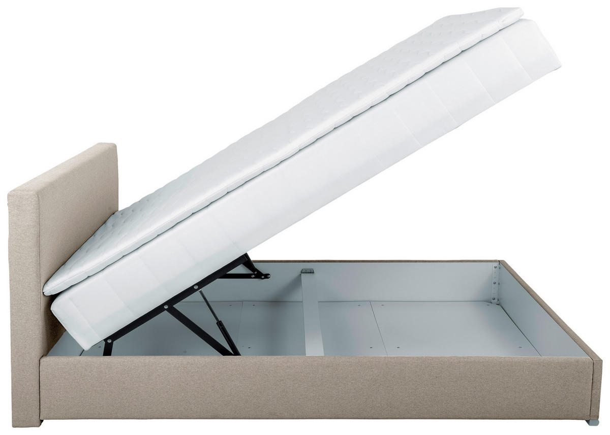 BOXBETT 90/200 cm  in Sandfarben  - Sandfarben/Chromfarben, Konventionell, Kunststoff/Textil (90/200cm) - Carryhome