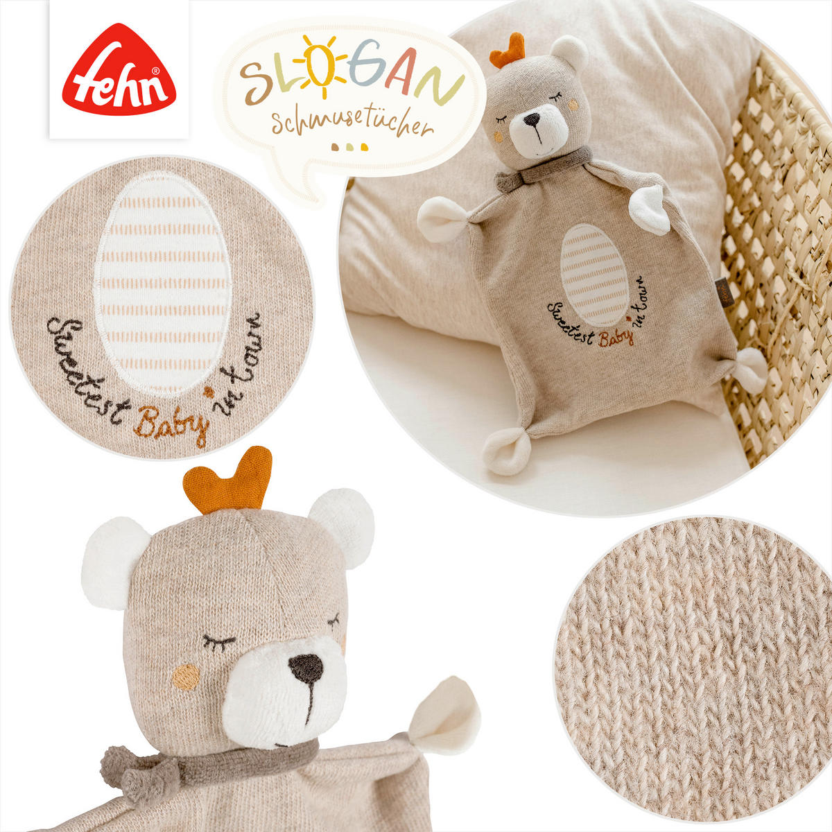 SCHMUSETUCH Classic Stars  - Hellbraun, Basics, Textil (28/21/5,2cm) - Fehn
