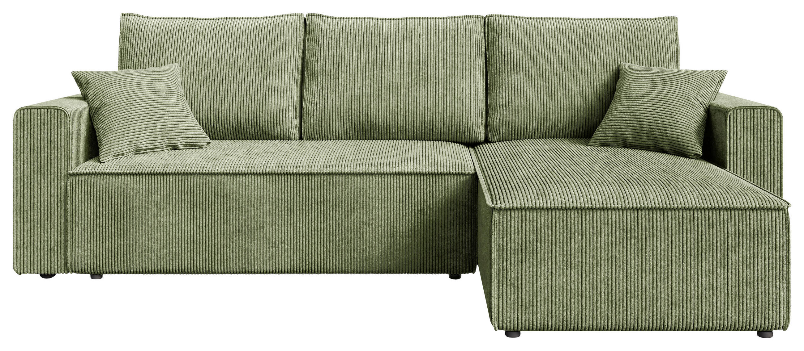 ECKSOFA Olivgrün Cord  - Schwarz/Olivgrün, KONVENTIONELL, Kunststoff/Textil (232/143cm) - Carryhome