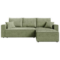 ECKSOFA Olivgrün Cord  - Schwarz/Olivgrün, KONVENTIONELL, Kunststoff/Textil (232/143cm) - Carryhome