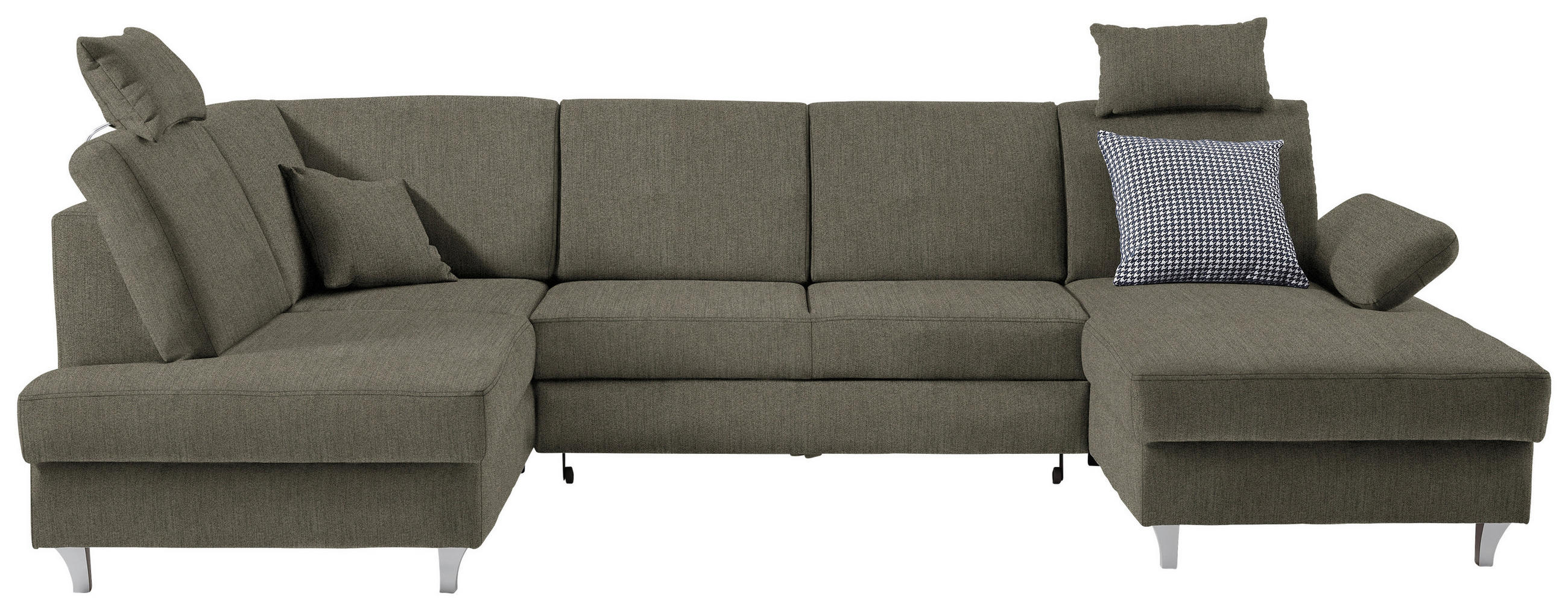 WOHNLANDSCHAFT in Struktur Braun  - Silberfarben/Braun, Konventionell, Holz/Textil (186/322/167cm) - Cantus
