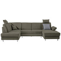 WOHNLANDSCHAFT in Struktur Braun  - Silberfarben/Braun, KONVENTIONELL, Holz/Textil (186/322/167cm) - Cantus