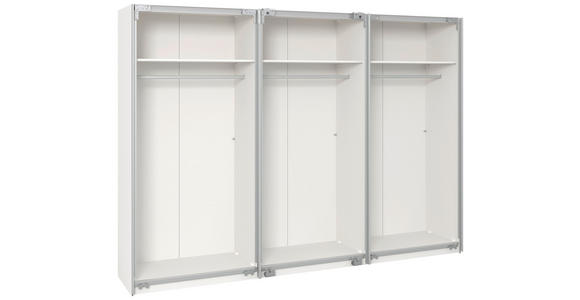 SCHWEBETÜRENSCHRANK in Weiß - Edelstahlfarben/Weiß, Design, Holzwerkstoff (303/195/65cm) - Carryhome