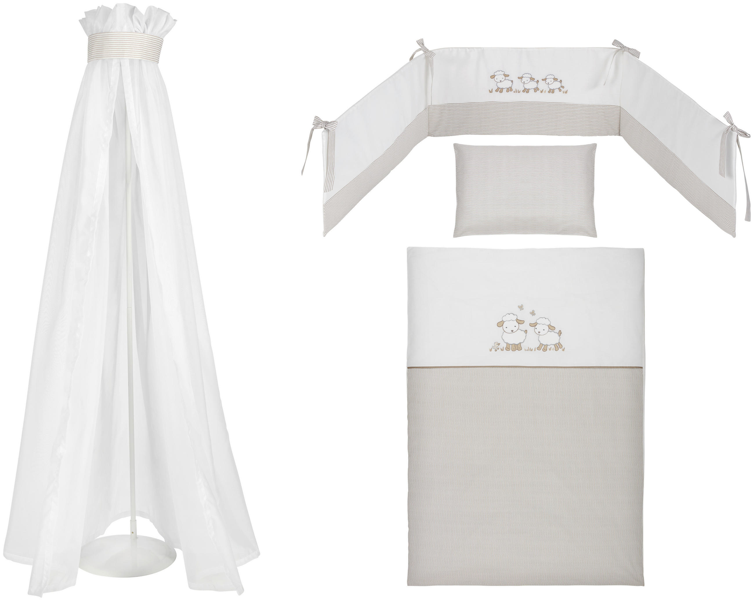 GITTERBETTSET - Taupe/Weiss, Basics, Textil - My Baby Lou