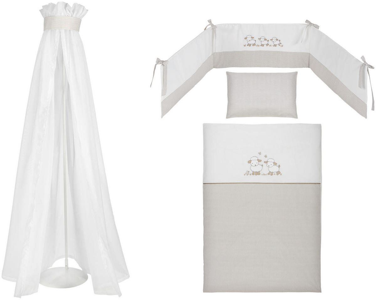 GITTERBETTSET - Taupe/Weiss, Basics, Textil - My Baby Lou